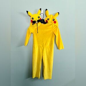 2019 Yellow Pikachu Kids Toddler Halloween Costume Jumpsuit Hood Sunglasses 3T